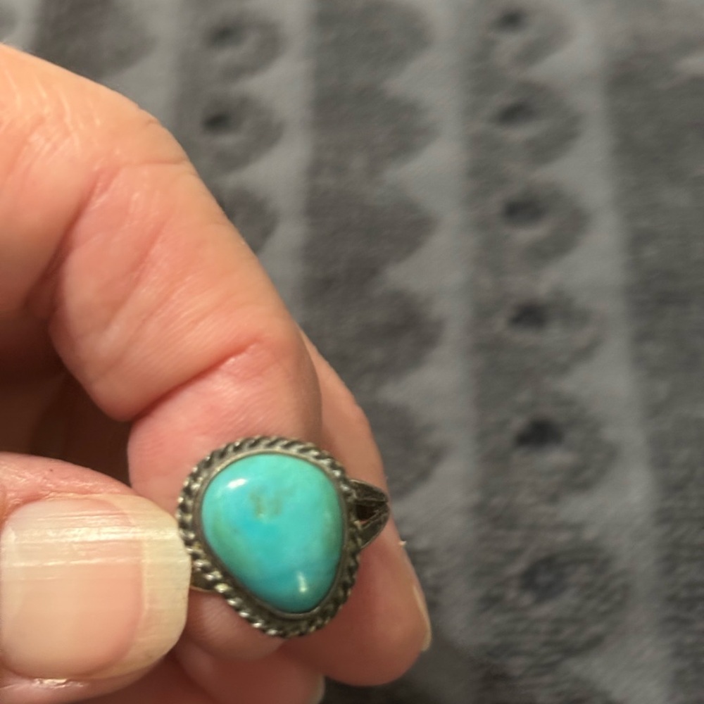 Turquoise Gemstone Silver Ring Native American - image 2
